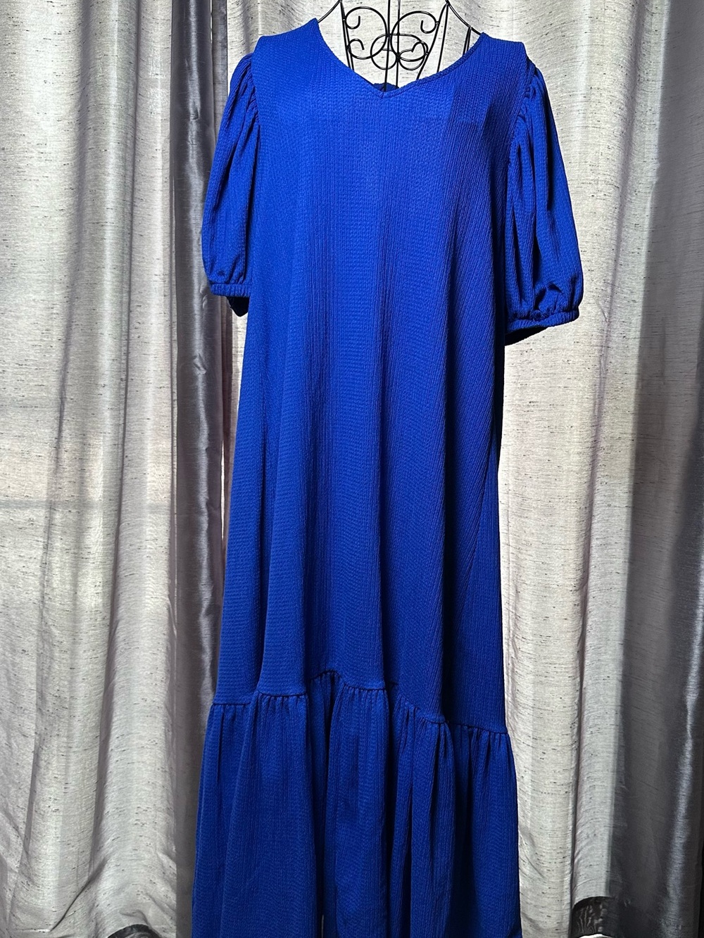 Gibson Latimer Vibrant Blue V-Neck Maxi Dress Size M